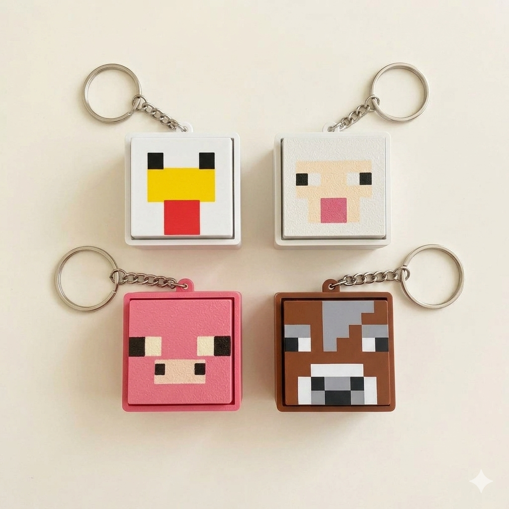 Kawaii Pixel Art Block Keychain Set |Creative Gift for Gamers